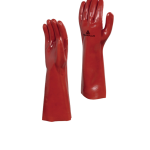Guante PVC Rojo C/Spoporte de Algodón - 40cm (DELTA PLUS)
