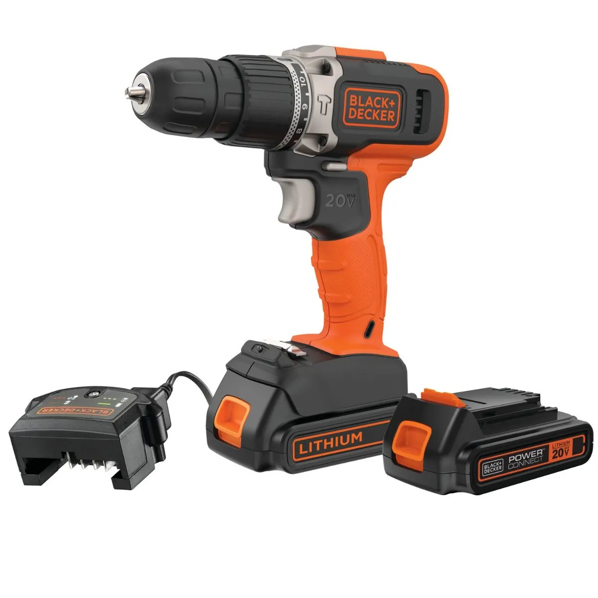 BCD704C1-AR Taladro percutor Inalámbrico 20V 10mm + Batería (BLACK&DECKER) - Image 1