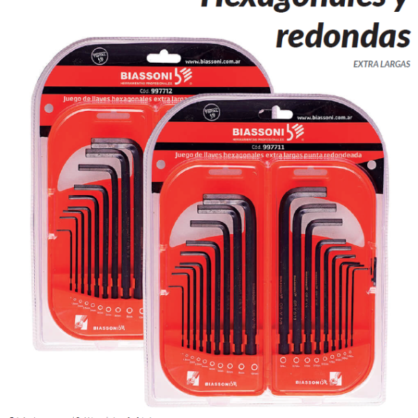 Set de 18 llaves Hexagonales y redondas (BIASSONI)